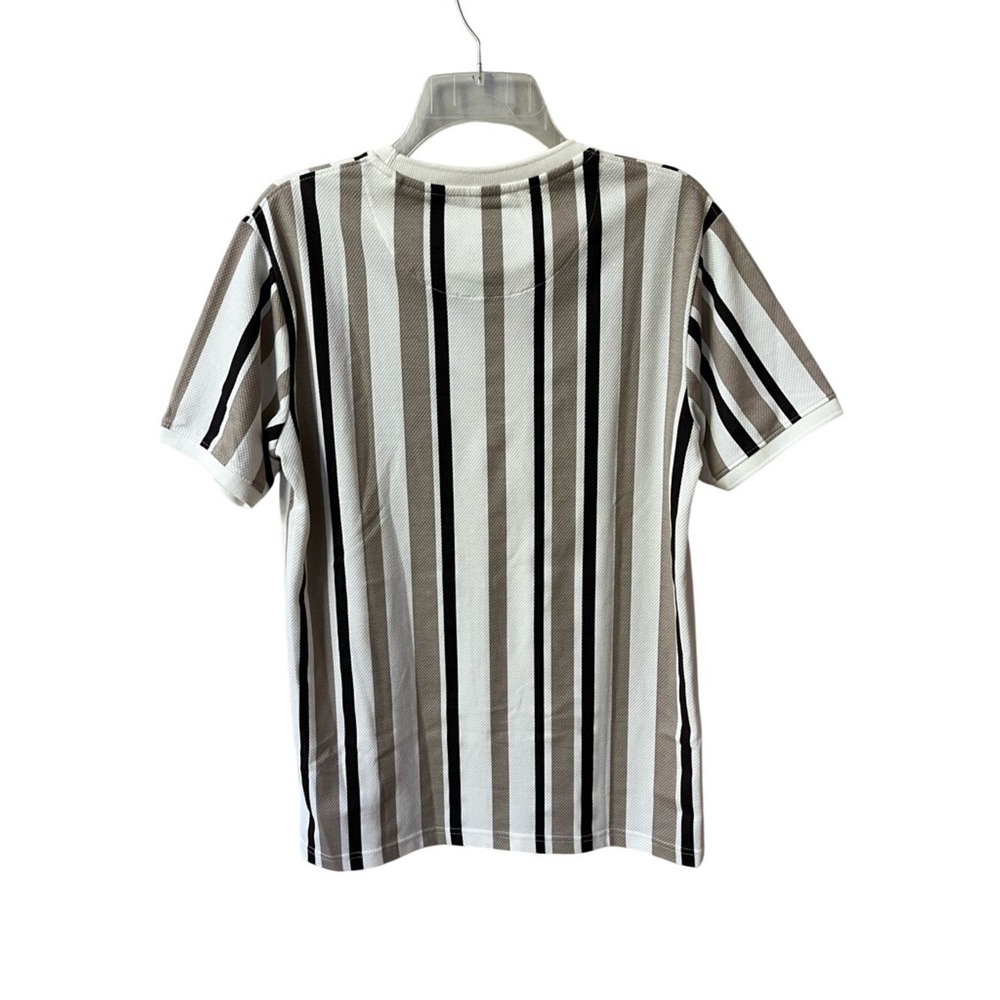Cactus Man Ricky Singh Striped Short Sleeve Shirt Mens Small Brown Off White - Picture 2 of 9